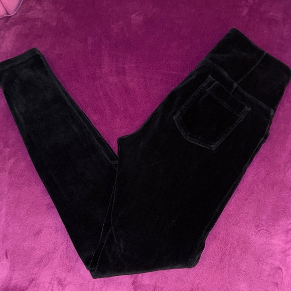 Athleta Black Women’s Velvet Elastic Waistband Fitted Leggings Pants Small - Picture 7 of 9